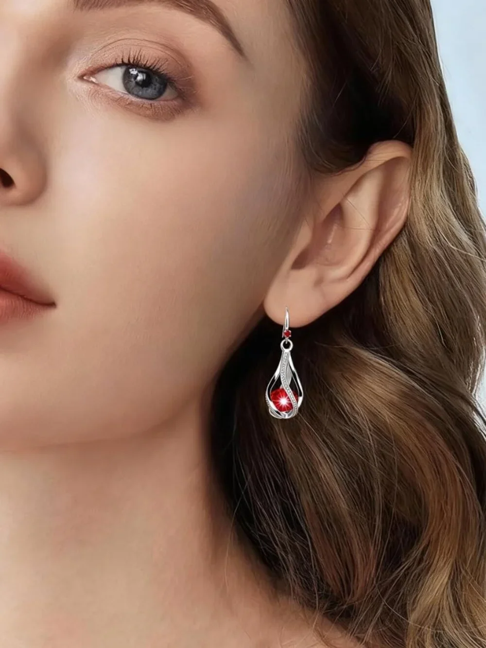 925 Sterling Silver Dangle Earrings for Women Cubic Zirconia Dangling Hoop Daint - Picture 3 of 6